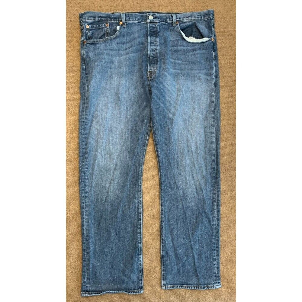 Levis 501 Jeans Mens 40x30 Straight Leg Whiskered Original Cowboy Denim